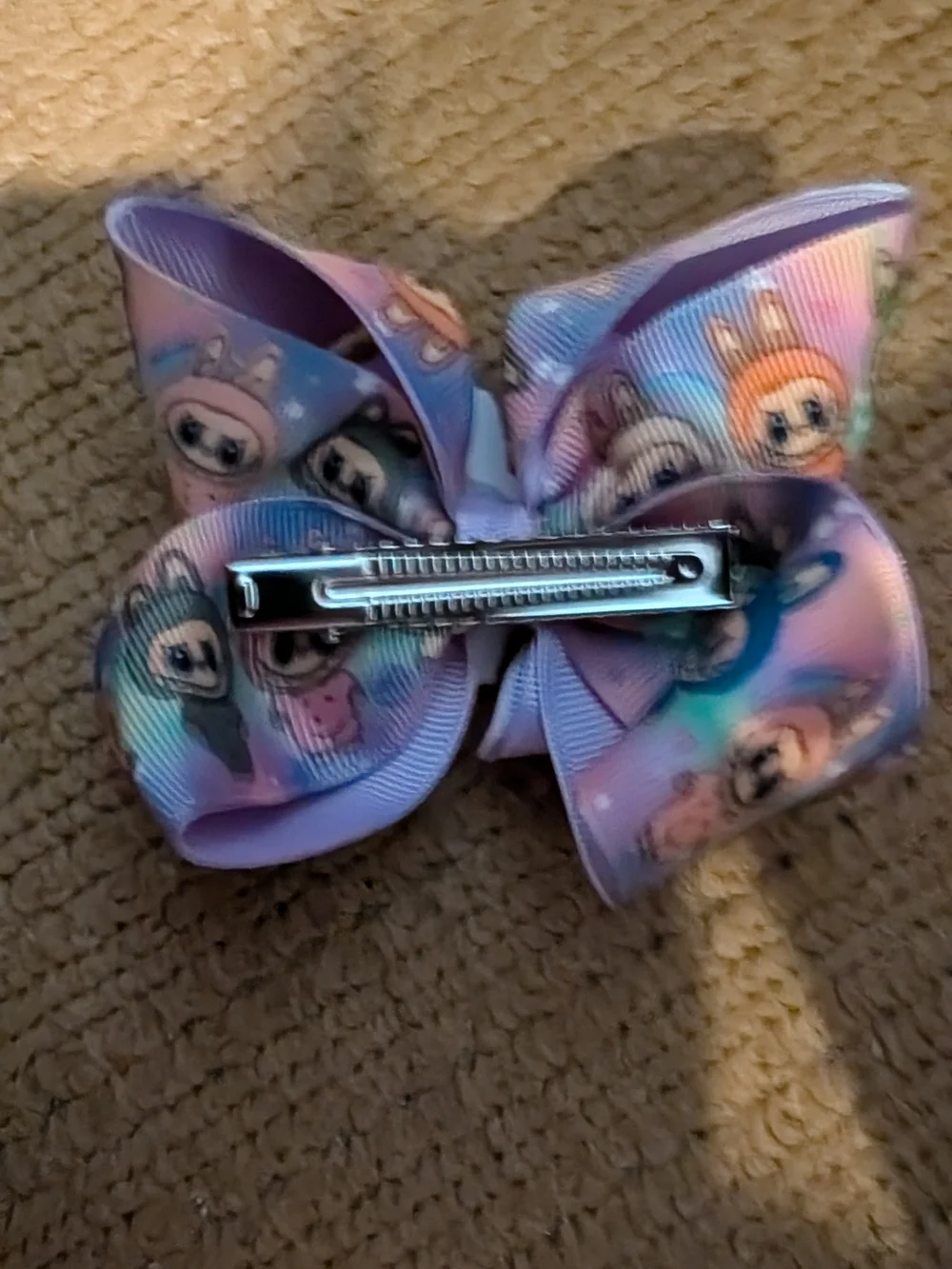 Cute Pastel Character Hair Bow with Bunny Charm
